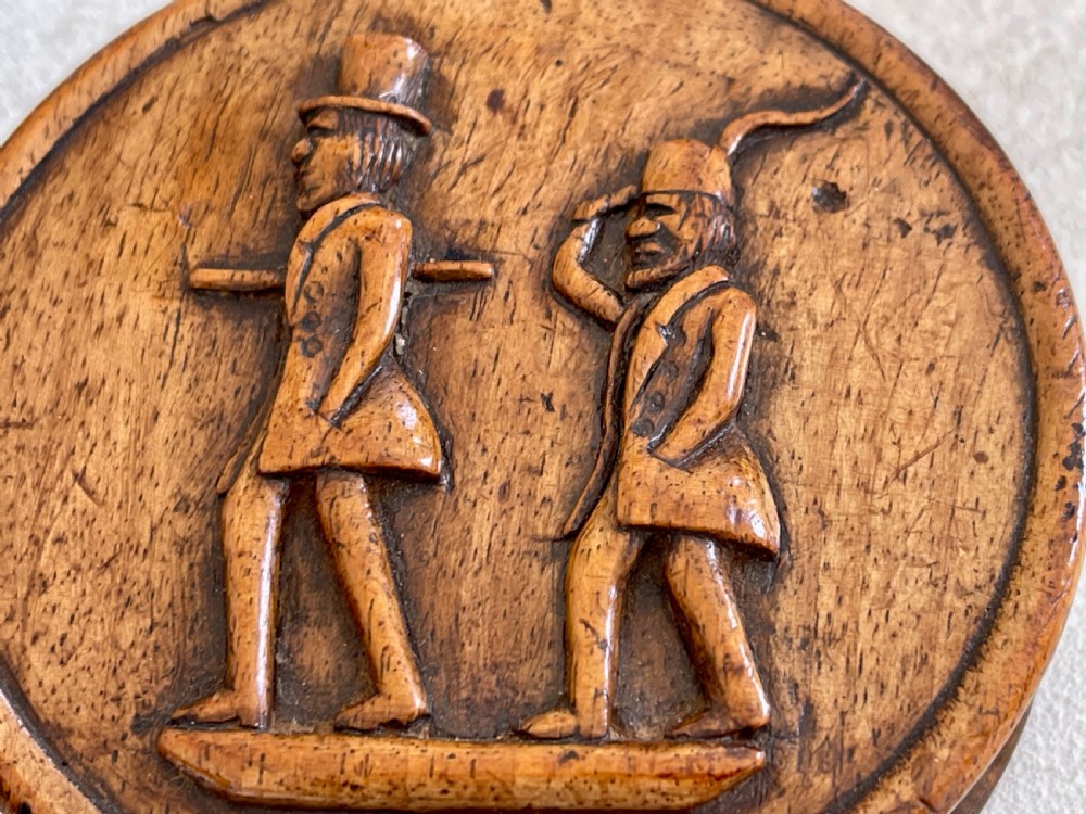 An Antique Carved Snuff Box - depicting two figures View VIII