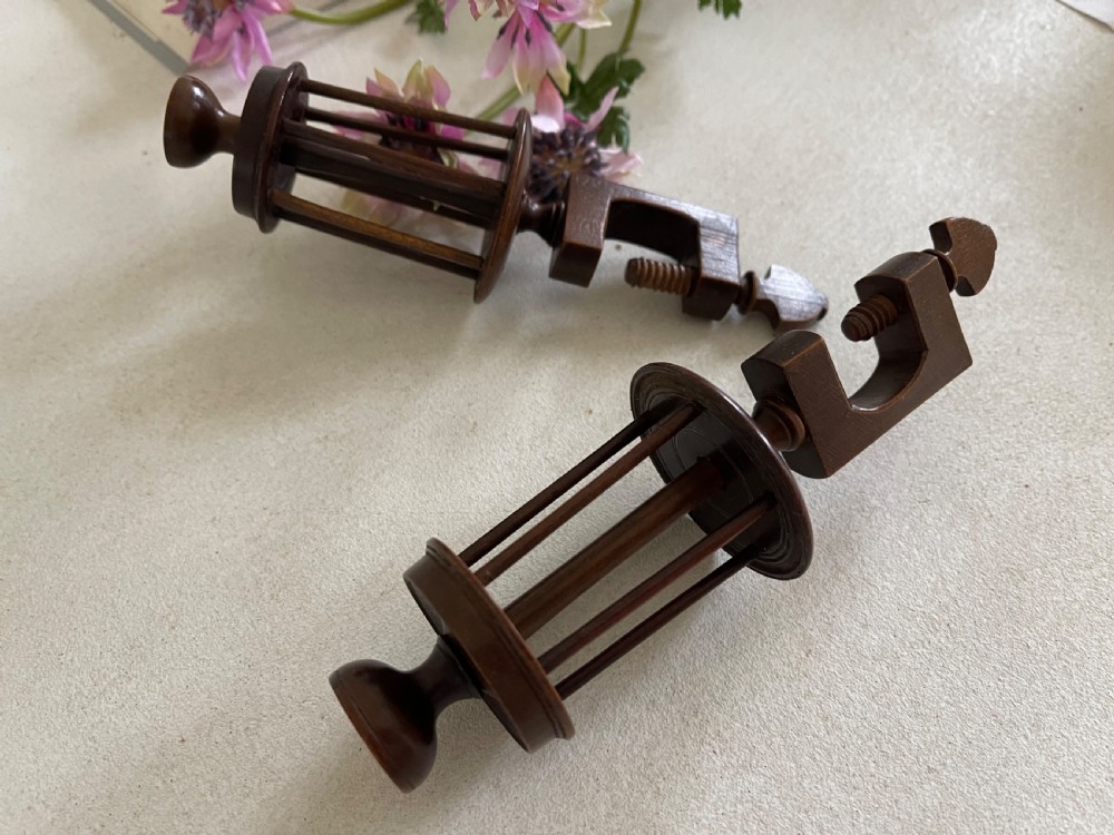 A Pair of Antique TreenSewing Reel Clamps View III