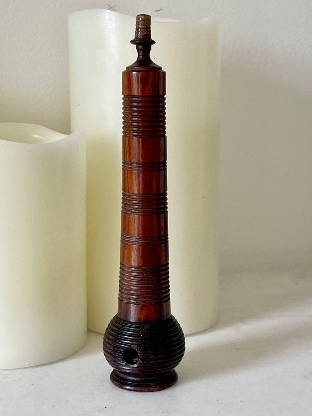A Rare Antique Treen Travelling Candlestick
