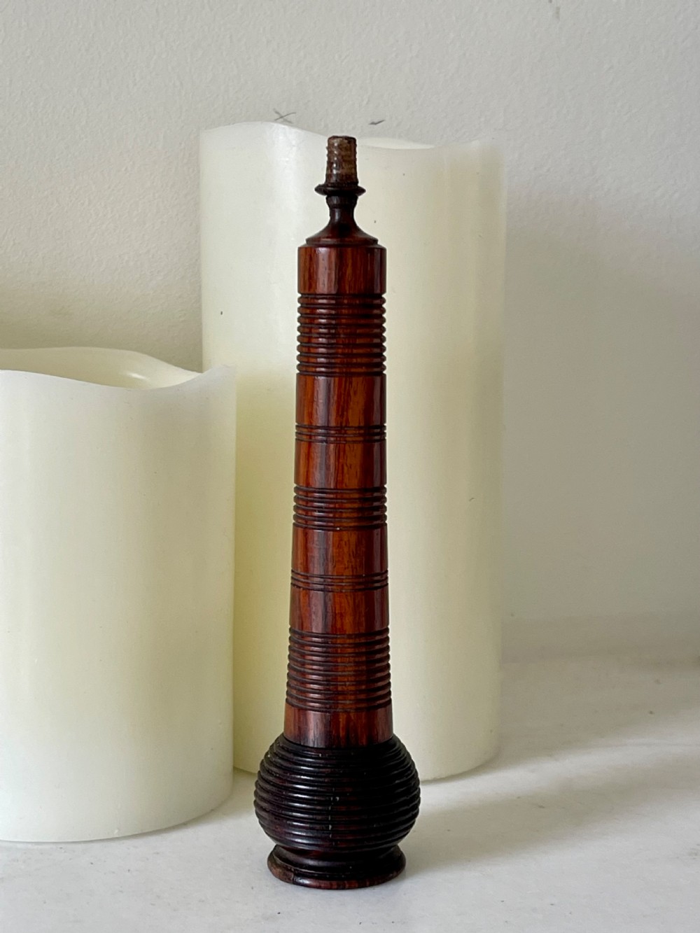 A Rare Antique Treen Travelling Candlestick View VII