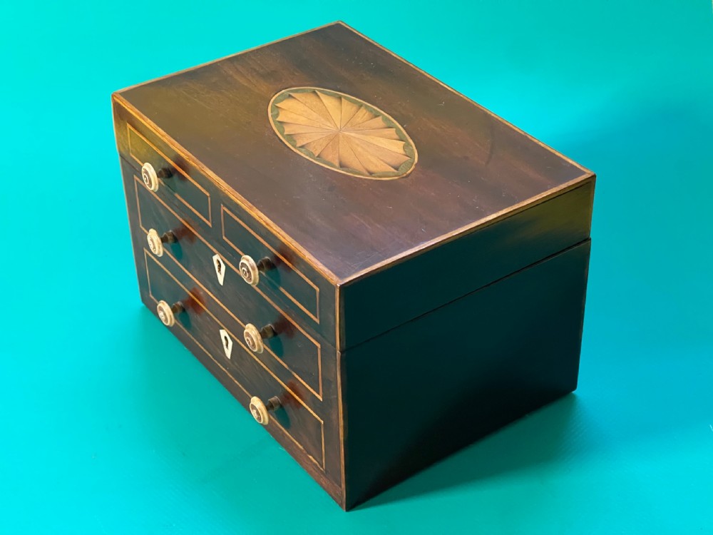 An Antique Tea Caddy in the shape of a Chest of Drawers View VII