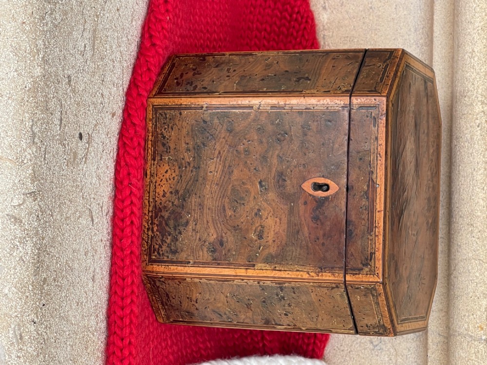 A Georgian Yew Wood Octagonal Tea Caddy View II
