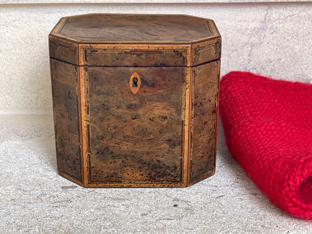 A Georgian Yew Wood Octagonal Tea Caddy View III
