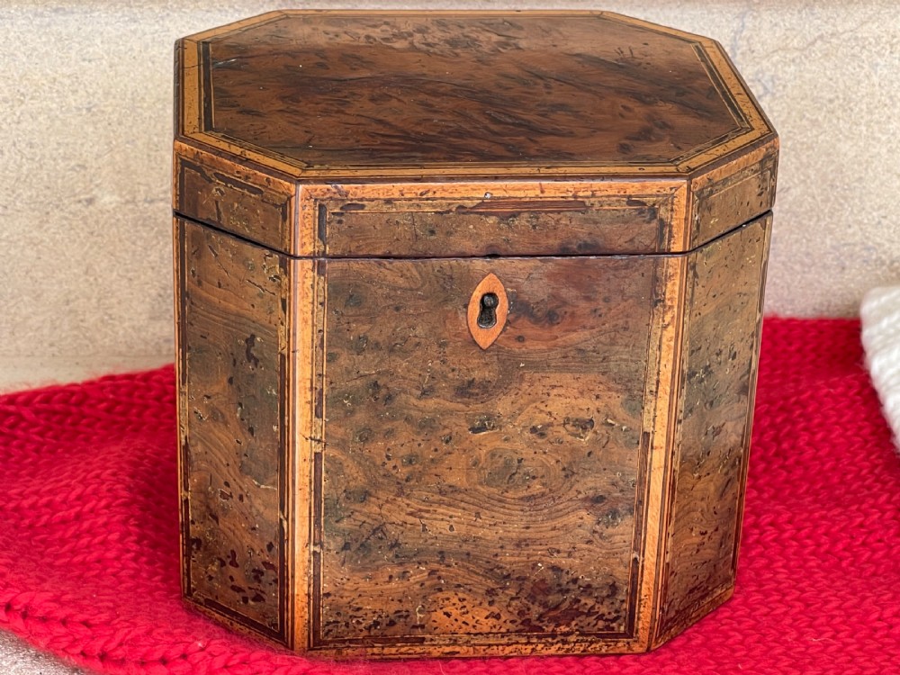 A Georgian Yew Wood Octagonal Tea Caddy View IV