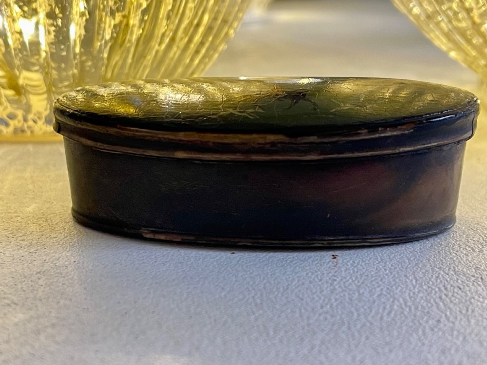 An Antique Horn Snuff Box - with painted hunting scene View II