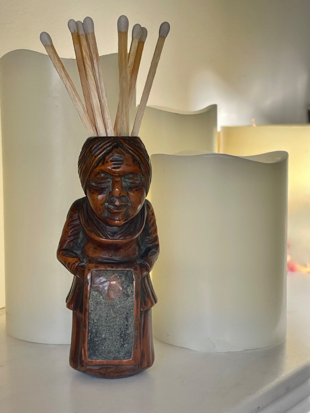 An Antique Treen Figural Match Holder View III