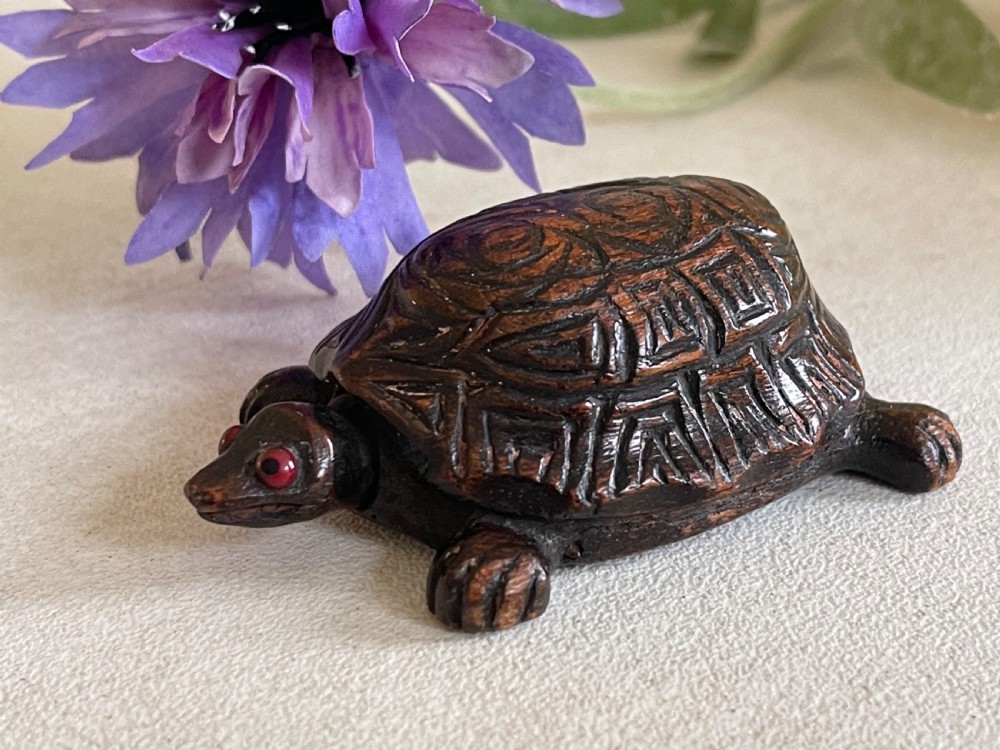 A Rare Antique Tortoise Shaped Snuff Box- with a moving head