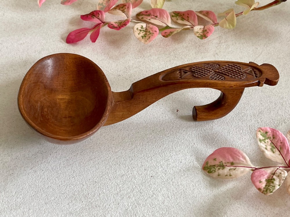 Antique Treen Ladle -  love token heart decoration View II