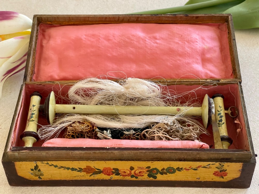 An Antique Netting Box - with contents View II