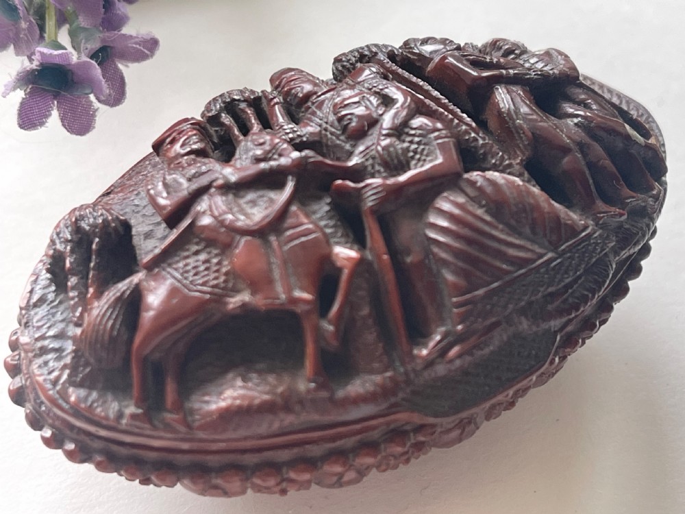 An Antique Carved Coquilla Nut Snuff Box View III