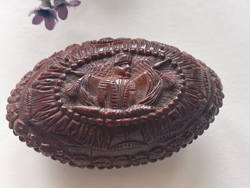 An Antique Carved Coquilla Nut Snuff Box View V