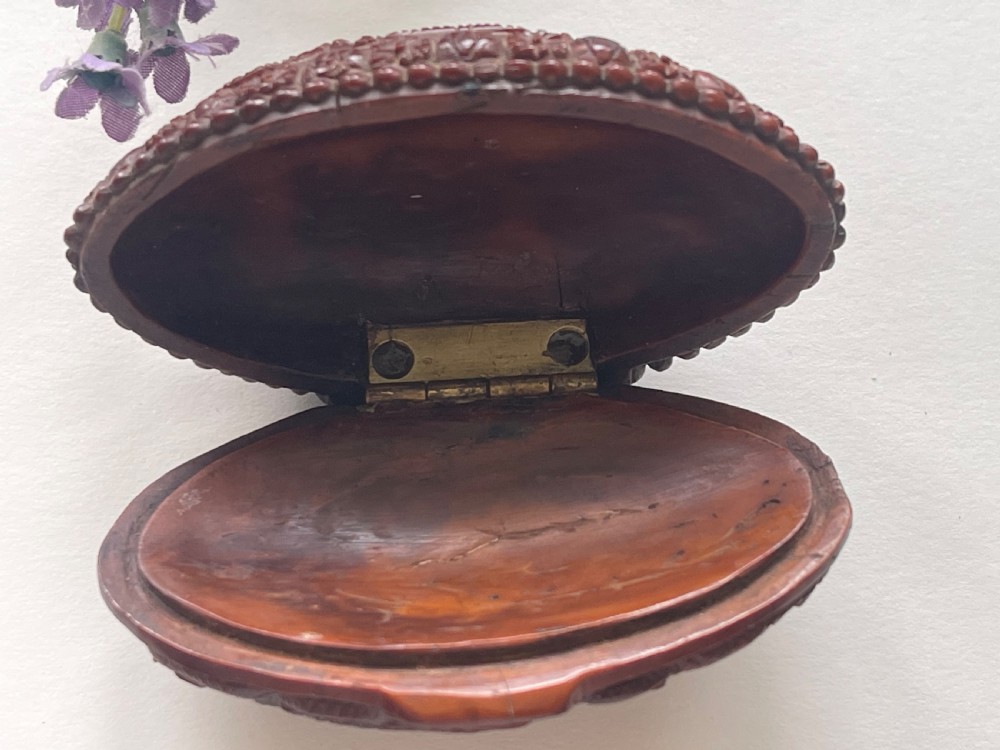 An Antique Carved Coquilla Nut Snuff Box View VII