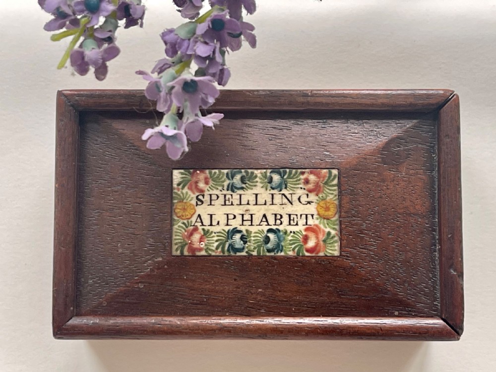 Antique Alphabet Box with bone tiles