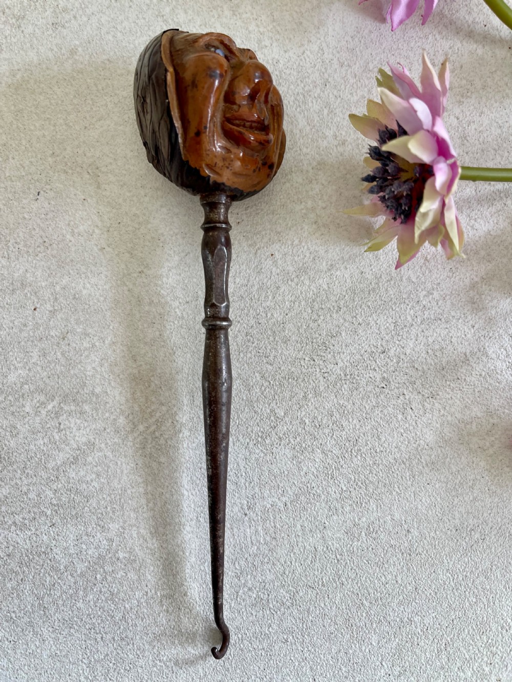 An Unusual Coquilla Figural Headed  Button Hook View VI