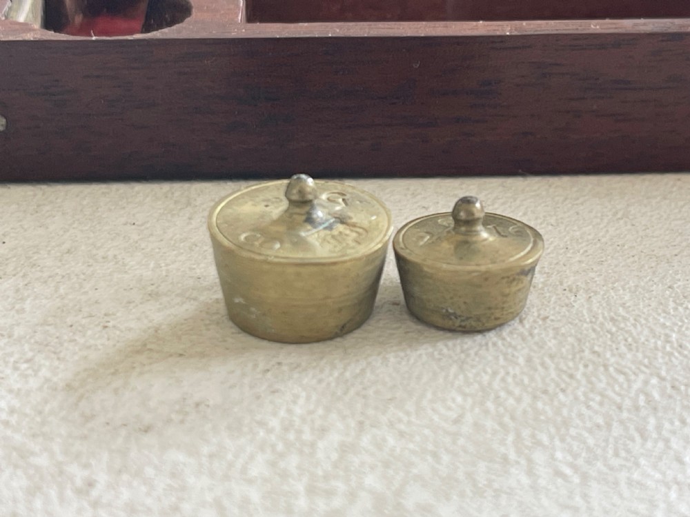 An Antique Coin Scales - with the unusual feature of weights View IX