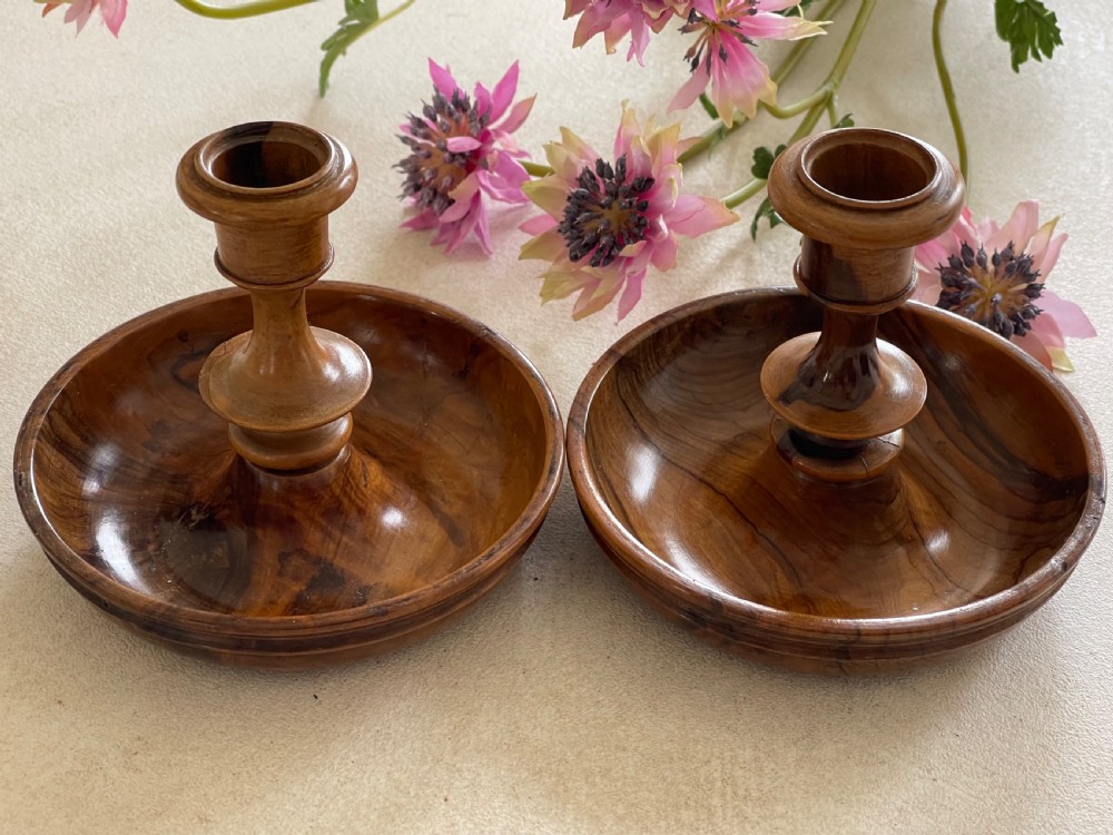 Antique Treen Brighton Bun Candlesticks