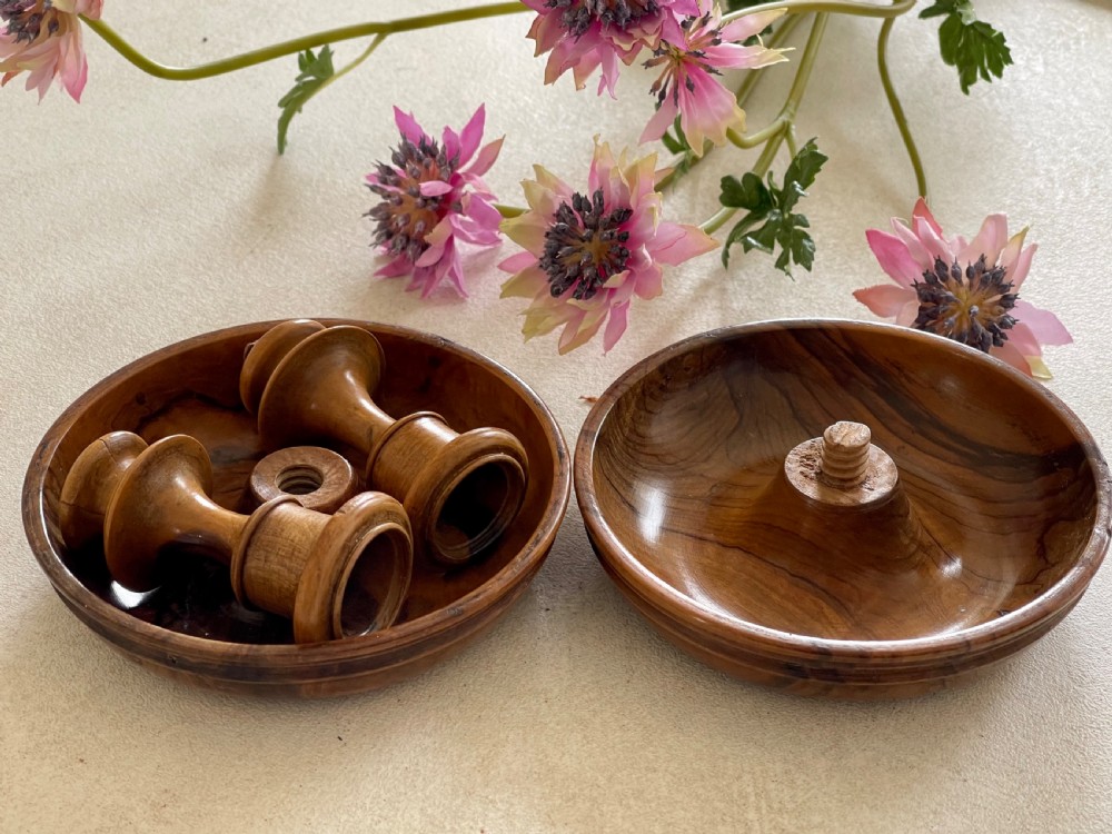 Antique Treen Brighton Bun Candlesticks View III