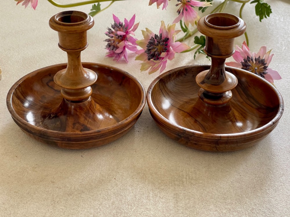 Antique Treen Brighton Bun Candlesticks View VI
