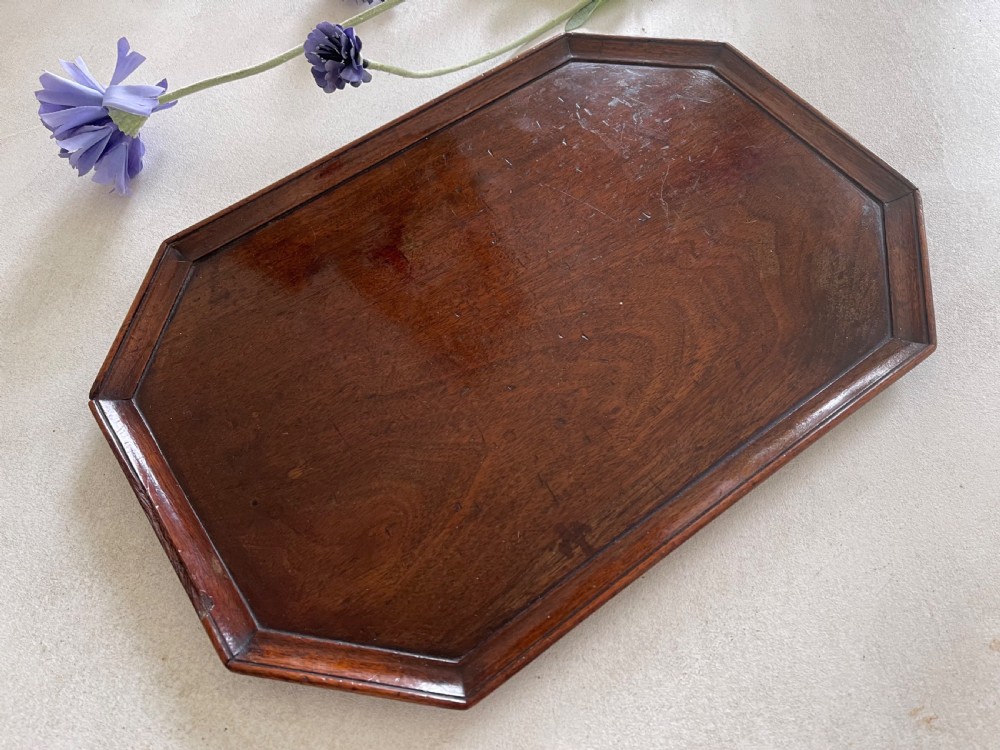 A Small Antique Mahogany Octagonal Tray