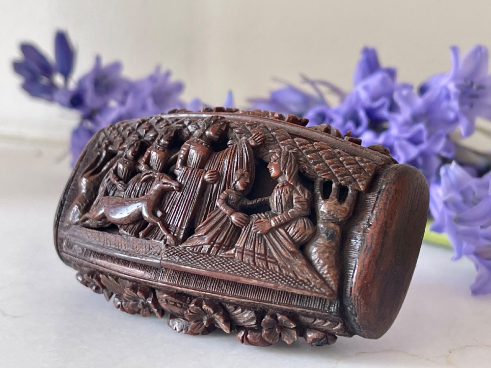 An Antique Carved Coquilla Nut Snuff Box