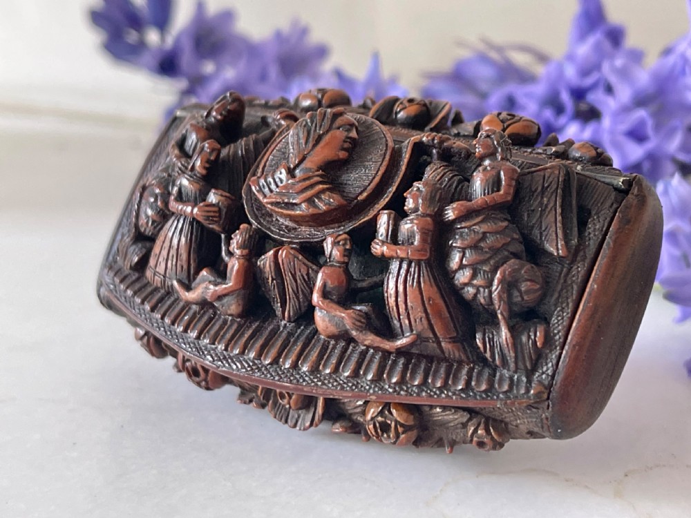 An Antique Carved Coquilla Nut Snuff Box View II