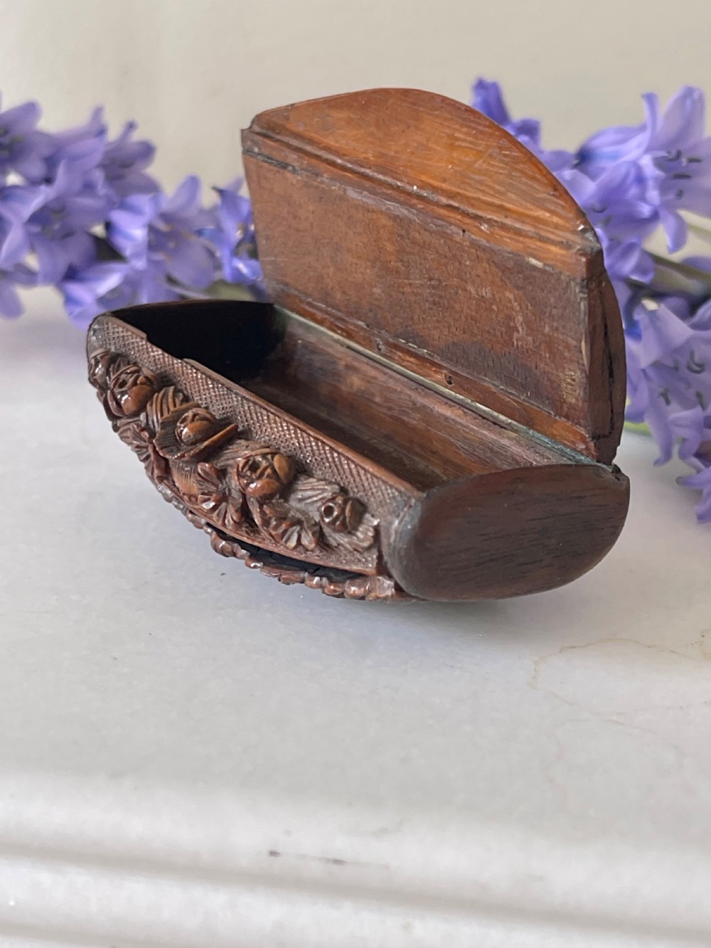 An Antique Carved Coquilla Nut Snuff Box View III