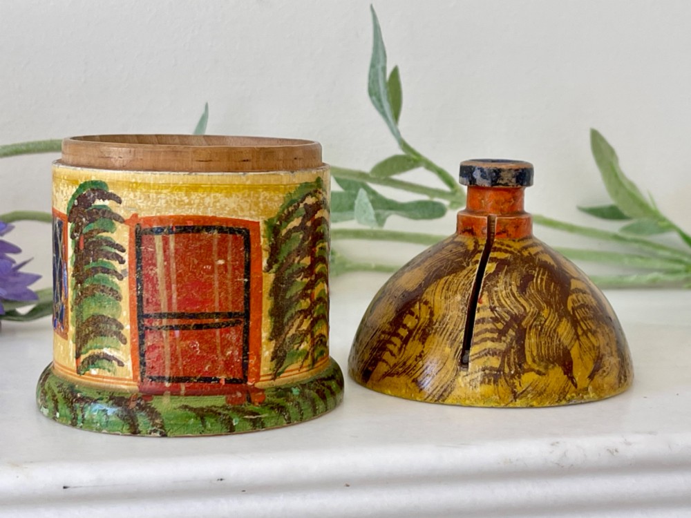 An Antique Painted Cottage Money Box View V