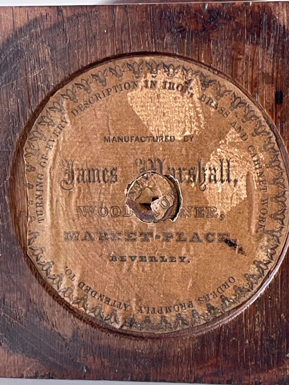 A Yorkshire Antique Treen Tobacco Jar - Complete Trade and Makers Label View II