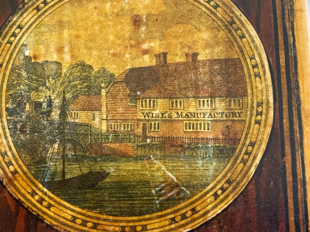 An Antique Tunbridge Ware Box - Wise Manufactory Label & Hand Written Cards Inside View VII