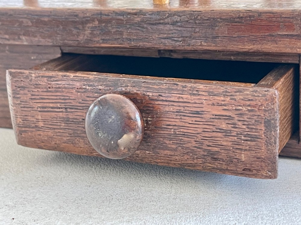 An Antique Nine Men's Morris Game - complete with pegs, drawer for storage View VIII