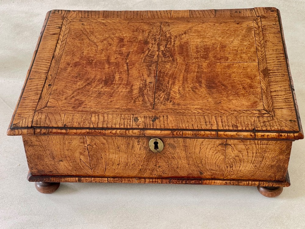 A Queen Anne Pollard Elm & Elm Lace Box - secret drawers