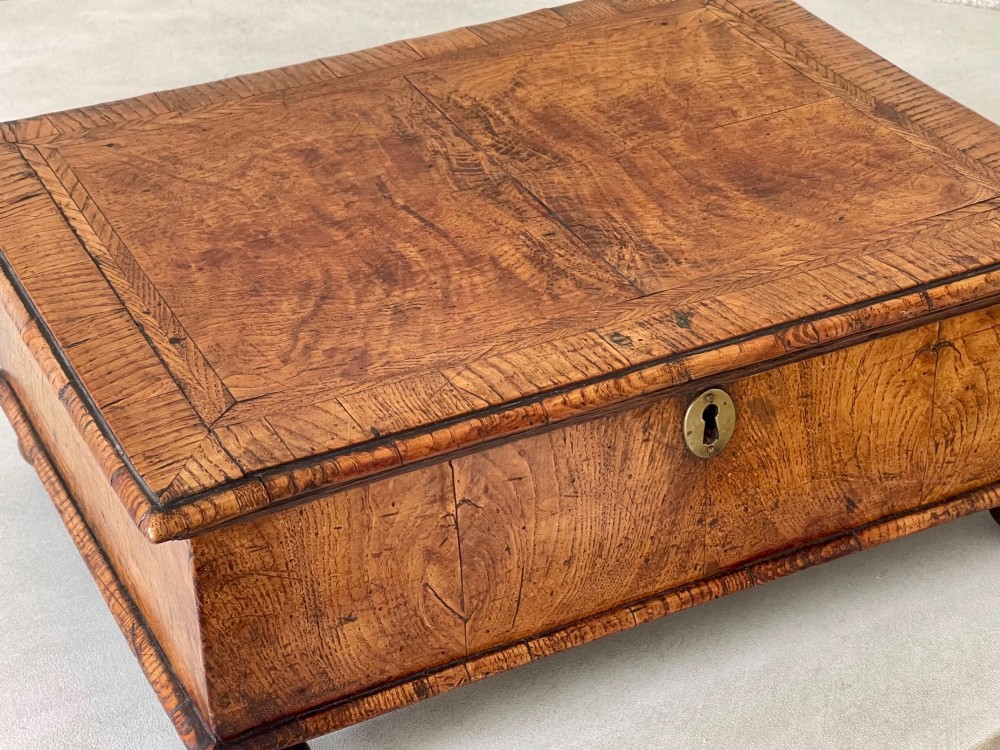 A Queen Anne Pollard Elm & Elm Lace Box - secret drawers View VI