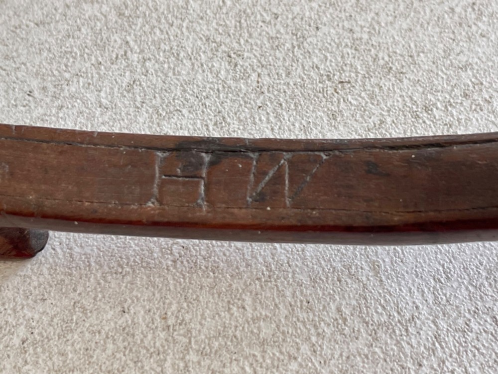 An Antique Treen Knitting Sheath - dated, hearts, diamonds and pewter inlay decoration View V