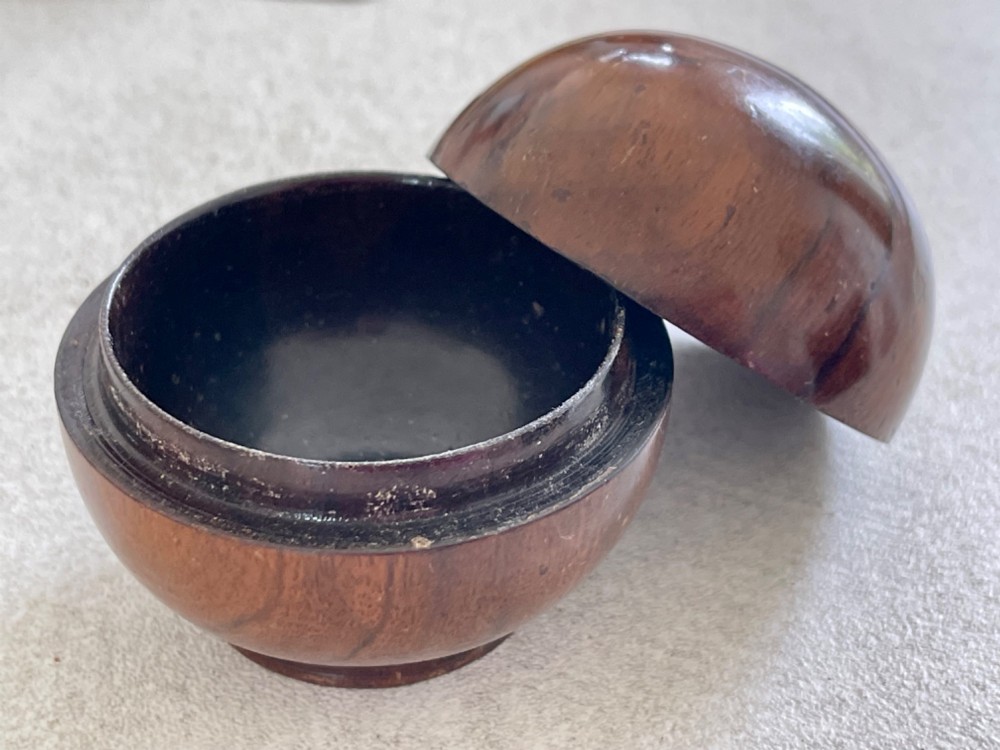 A Small Antique Treen Pill Silverer View II
