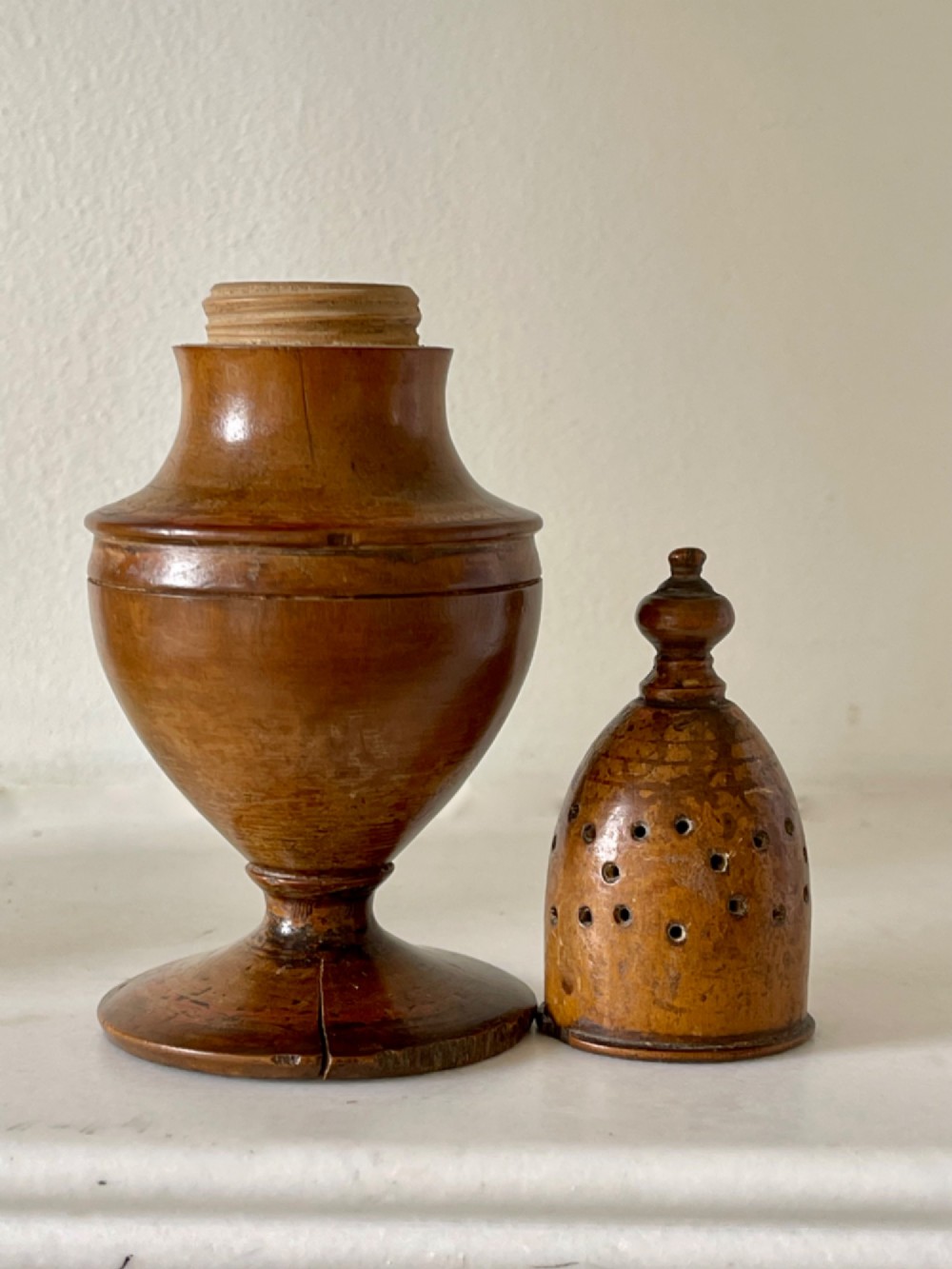 An Antique Treen Spice Muffineer View II