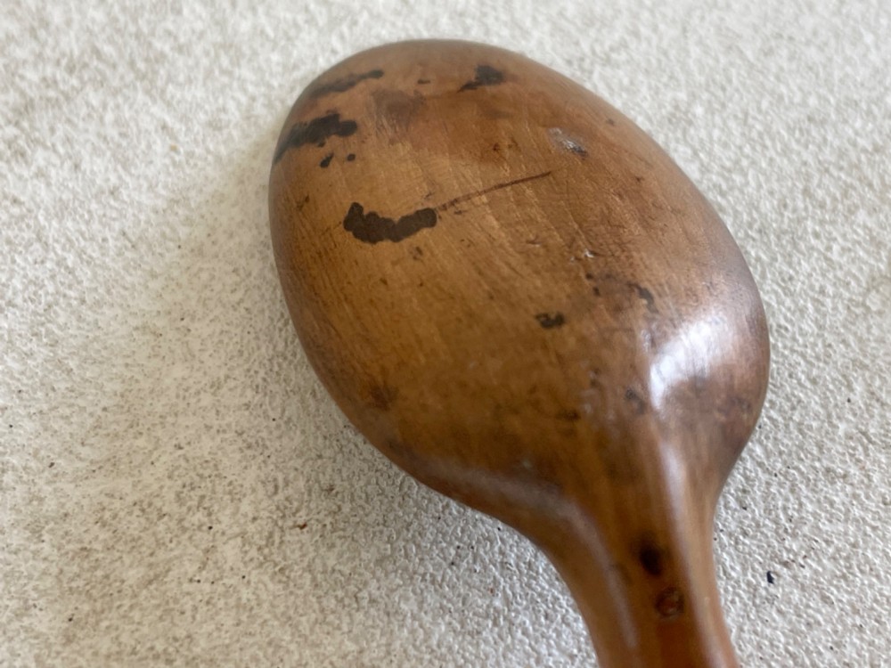 A Small Antique Treen Welsh Spoon - with initials EM View III