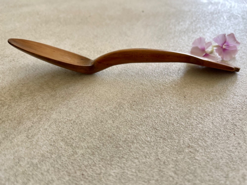 A Small Antique Treen Welsh Spoon - with initials EM View VII