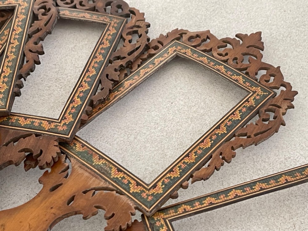 An Unusual Antique Treen Fan With Seven Photo frames View III