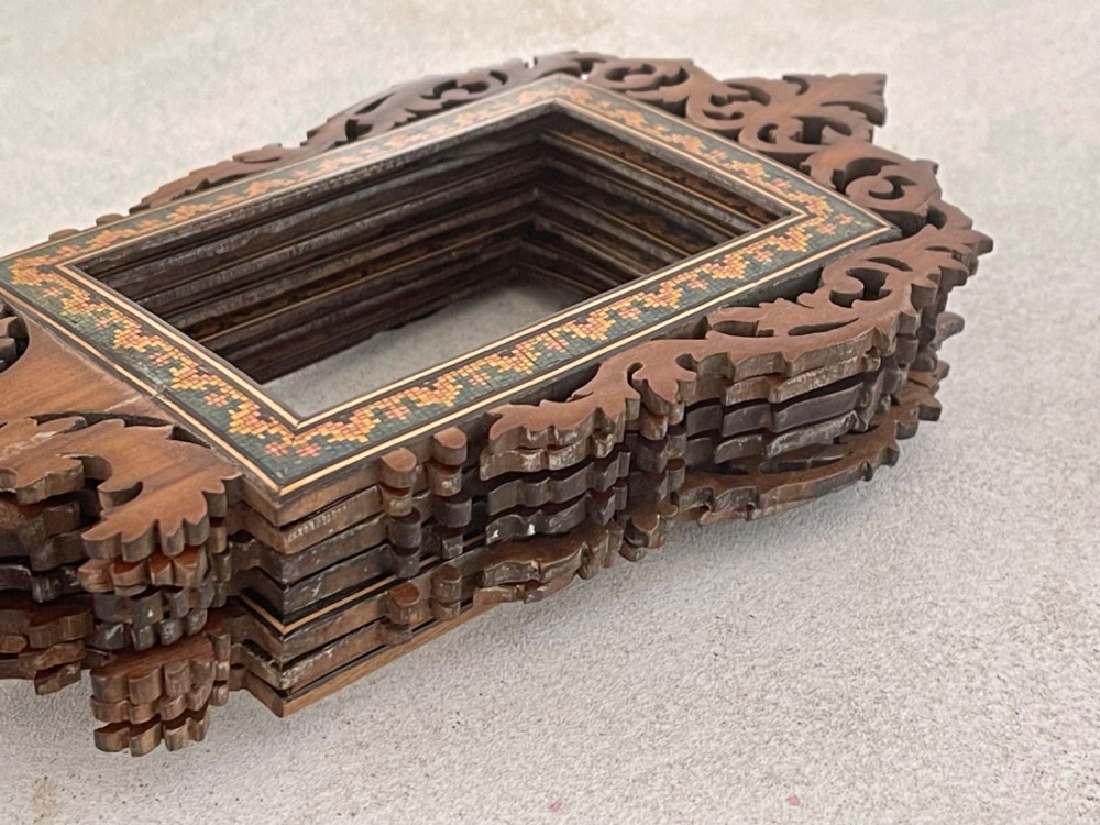 An Unusual Antique Treen Fan With Seven Photo frames View VII