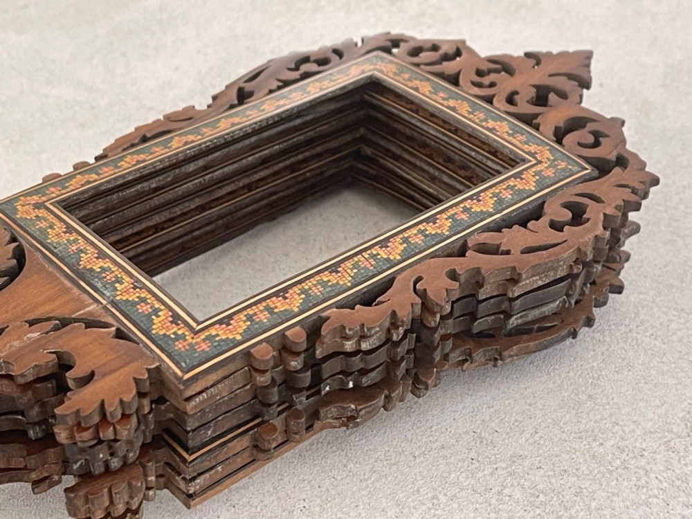 An Unusual Antique Treen Fan With Seven Photo frames View IX