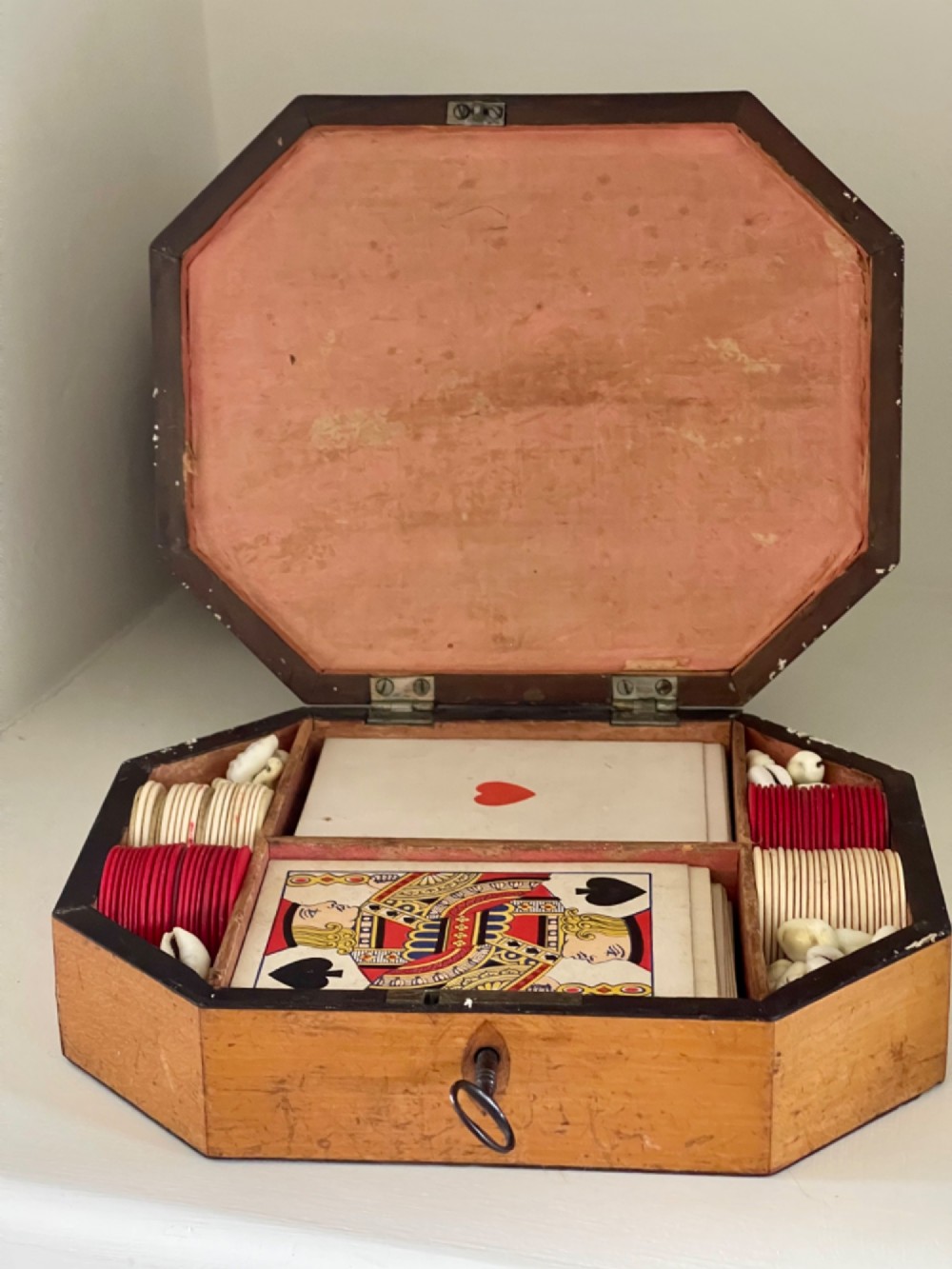 A Georgian Games Box - with contents