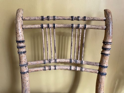 A WONDERFUL PAIR OF REGENCY PERIOD FAUX BAMBOO SIDE CHAIRS - ADDITIONAL PHOTO 5
