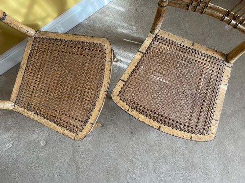 A WONDERFUL PAIR OF REGENCY PERIOD FAUX BAMBOO SIDE CHAIRS - ADDITIONAL PHOTO 6
