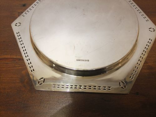 HEXAGONAL ART DECO SILVER PLATED DISH BY JOHN COLLYER BIRMINGHAM C1920 - ADDITIONAL PHOTO 3