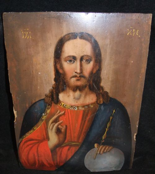 Large 19th Century Russian Icon 'Christ Pantocrator'