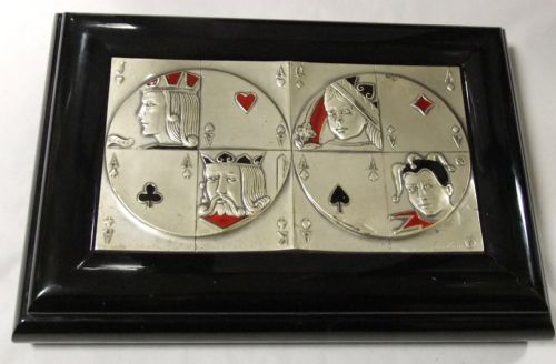 RARE 1940'S ITALIAN SILVER ENAMEL BLACK LACQUER POKER GAME BOX - ADDITIONAL PHOTO 1