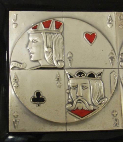 RARE 1940'S ITALIAN SILVER ENAMEL BLACK LACQUER POKER GAME BOX - ADDITIONAL PHOTO 4