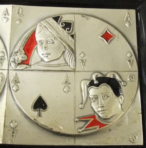 RARE 1940'S ITALIAN SILVER ENAMEL BLACK LACQUER POKER GAME BOX - ADDITIONAL PHOTO 5