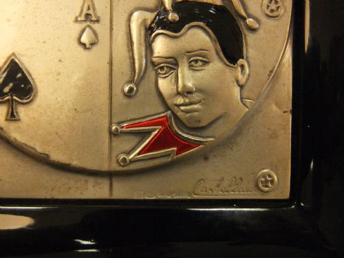 RARE 1940'S ITALIAN SILVER ENAMEL BLACK LACQUER POKER GAME BOX - ADDITIONAL PHOTO 6