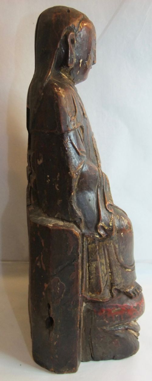 ANTIQUE CHINESE QING DYNASTY WOODEN MEDICINE FIGURE STATUE C1750 - ADDITIONAL PHOTO 4